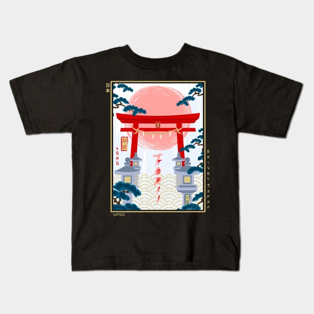 Torii landscape Ukiyo-e Kids T-Shirt by Wimido